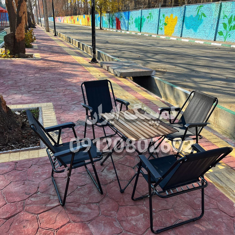 ست ۴ نفره صندلی تاشو مسافرتی دسته مبلی فومدار